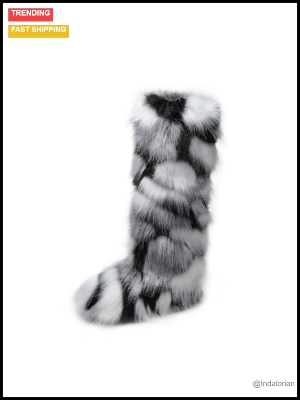 Knee-High Faux Fur Boots for Women Round Toe Plush Winter Snow Boots